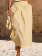 Pale Yellow Ruffle Trim Skirt Set