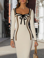 Knitted Printed Striped Elegant Dress
