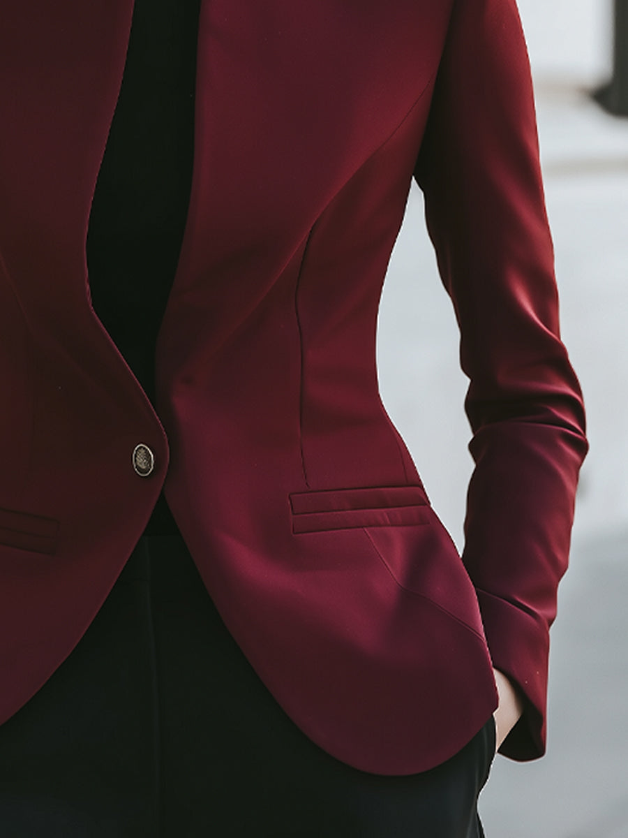 Tailored Stand-Collar Sculpted Blazer