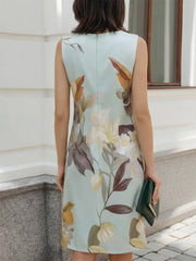 Sleeveless Botanical Print Shift Dress