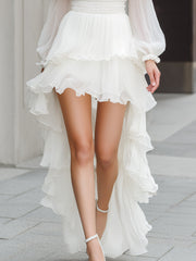 Off-Shoulder Ruffle Tiered High-Low Maxi Dress