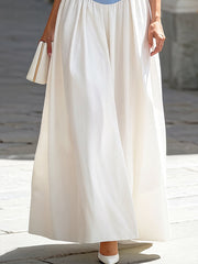 Light Blue & White Colorblock Sleeveless Fit-and-Flare Maxi Dress
