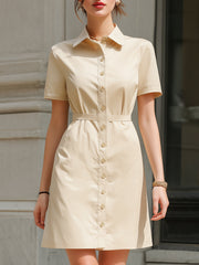 Short Sleeve Button-Down Shirt Dress