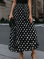 Deep V-Neck Polka Dot A-Line Maxi Dress