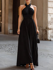 Halter Neck Ruched Maxi  Dress
