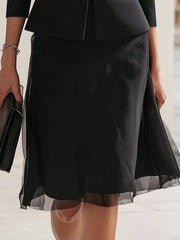 Chic Black Puff Sleeve Peplum Top Tulle Skirt Set