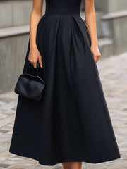 Puff Sleeve Structured Waist Maxi Dress