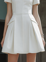 Structured Collared Short Sleeve A-Line Mini Dress
