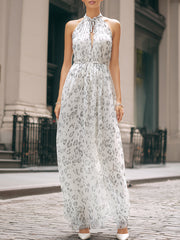 Halter Neck Printed Flowing Maxi Dress