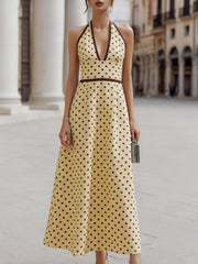 Polka Dot Halter Neck Maxi Dress