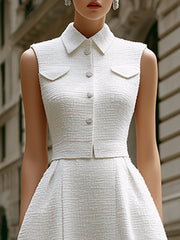 Textured Sleeveless Button-Up Maxi Dress