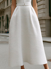 Textured Sleeveless Button-Up Maxi Dress