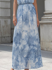Graceful Marble Print Halter Maxi Dress