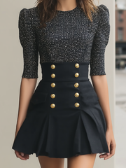 Black Paneled Formal Mini Dress