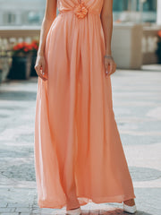 Elegant Halter Neck Chiffon Maxi Dress