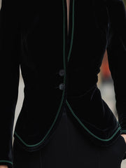 Velvet Tailored Blazer With Contrast Trim