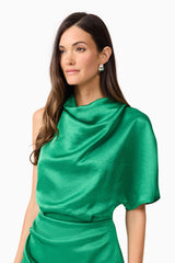 Ameera Asymmetric Mini Dress in Forest Green