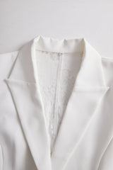 Elegant White Lace-Backed Blazer with Structured Silhouette