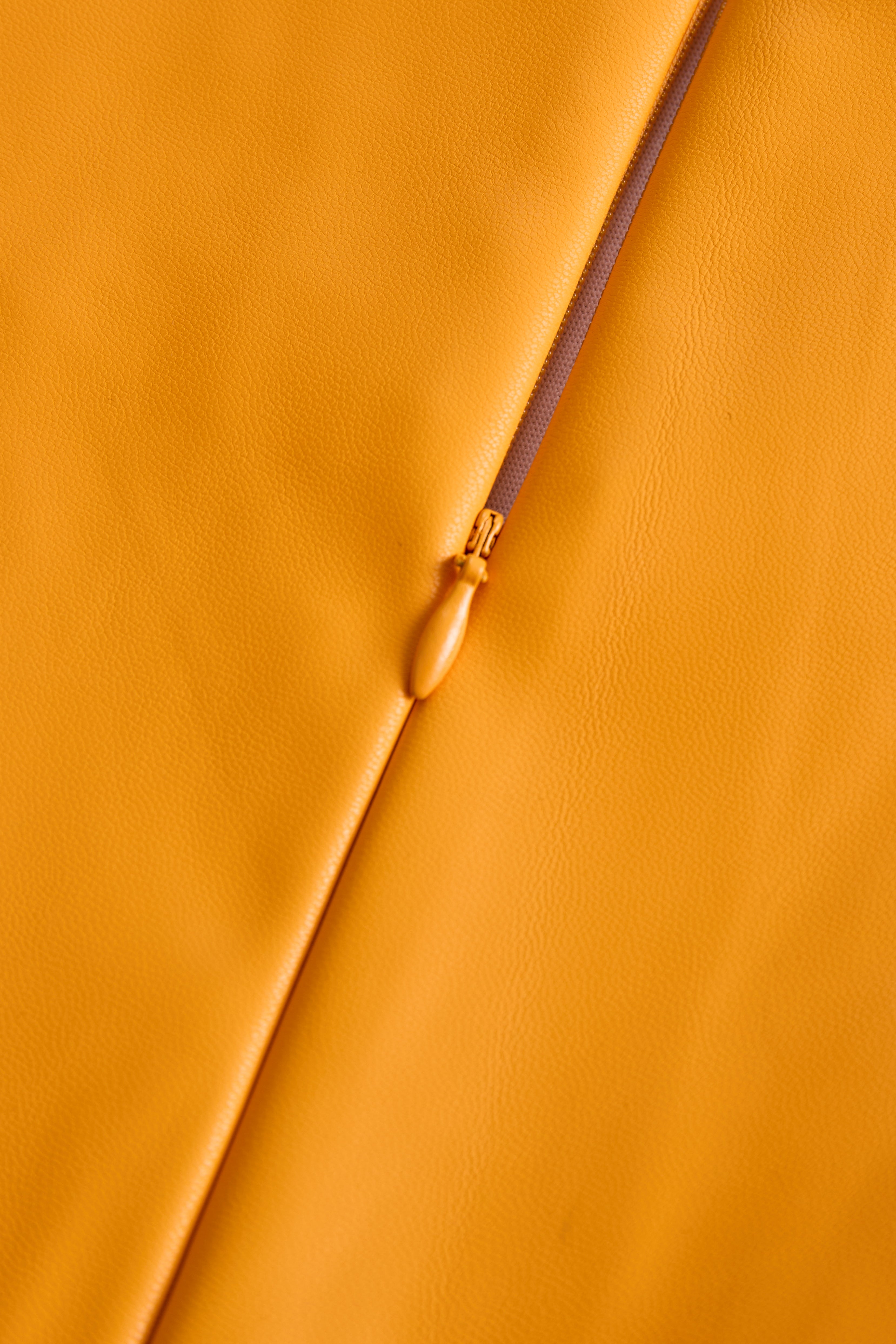 Bright Orange Faux Leather Bodycon Dress