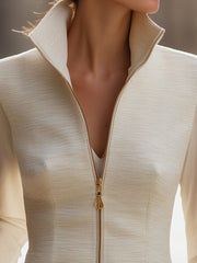 Ladies Stand Collar Zipper Jacket