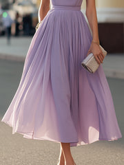 Sleeveless Pleated Waist Midi Dress
