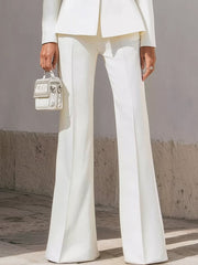 Chic White Structured Suit with Embellished Trim