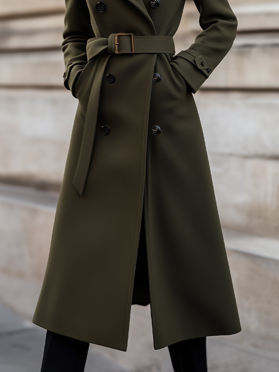 Classic Tailored Olive Green Wool Coat
