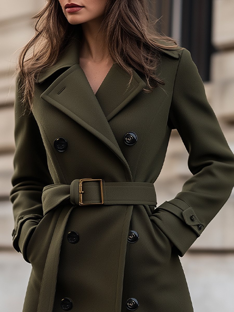 Classic Tailored Olive Green Wool Coat