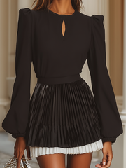 Black Long Sleeve Top And Layered Skirt Set