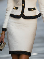 Modern Vintage-Inspired Tweed Skirt Set