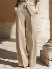 Stylish Champagne Beige Wide-Leg Suit Set