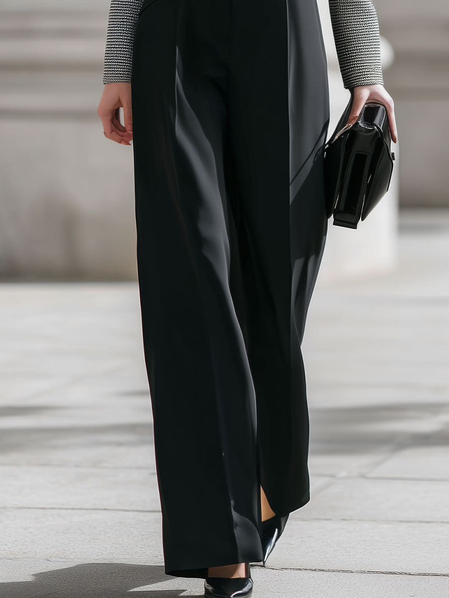 Stylish Houndstooth Panel Tailored Blazer & Pants